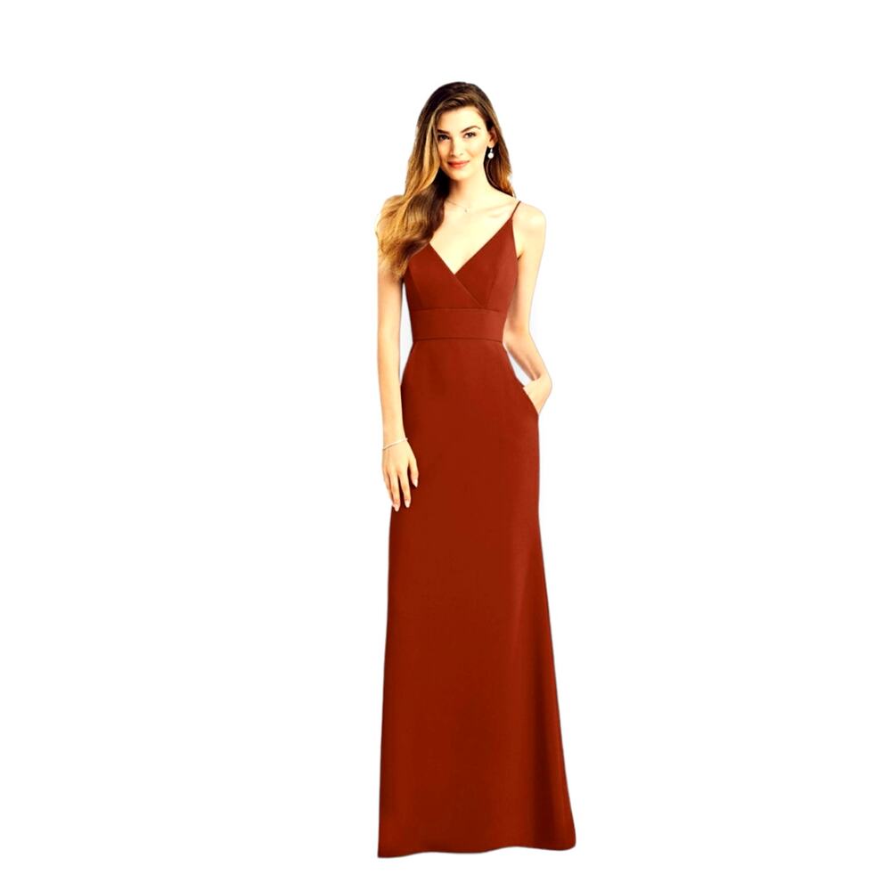 After Six 6824 Gown 6 Cabernet Red Pockets Bridesmaid Prom Event V-Neck Wedding